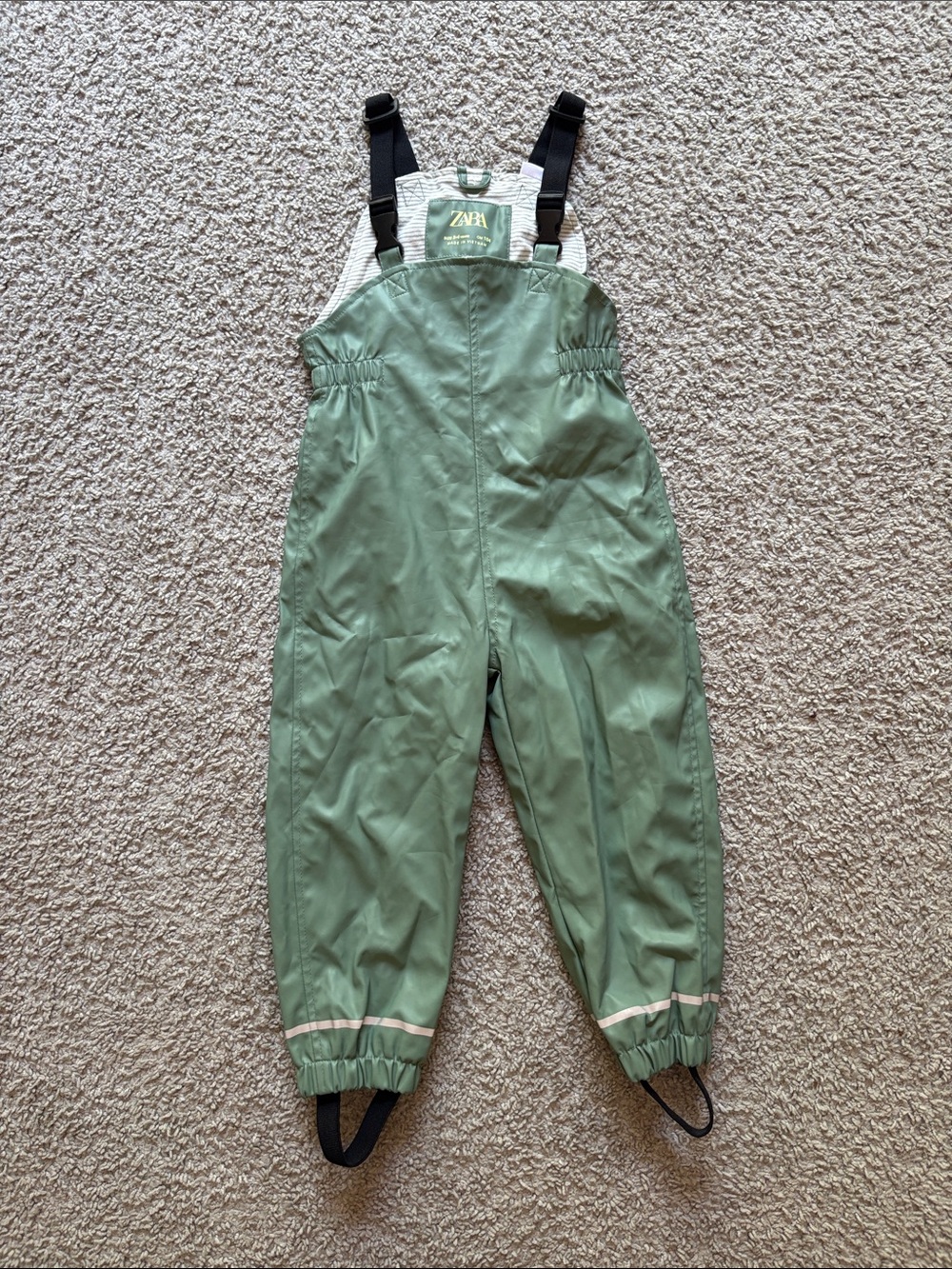 Zara Green Waterproof Overalls with Black Straps